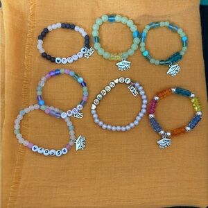 Purple and Blue Beaded Jewelry Set with Charms